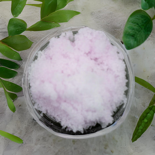 All-natural body scrub in glass jar"